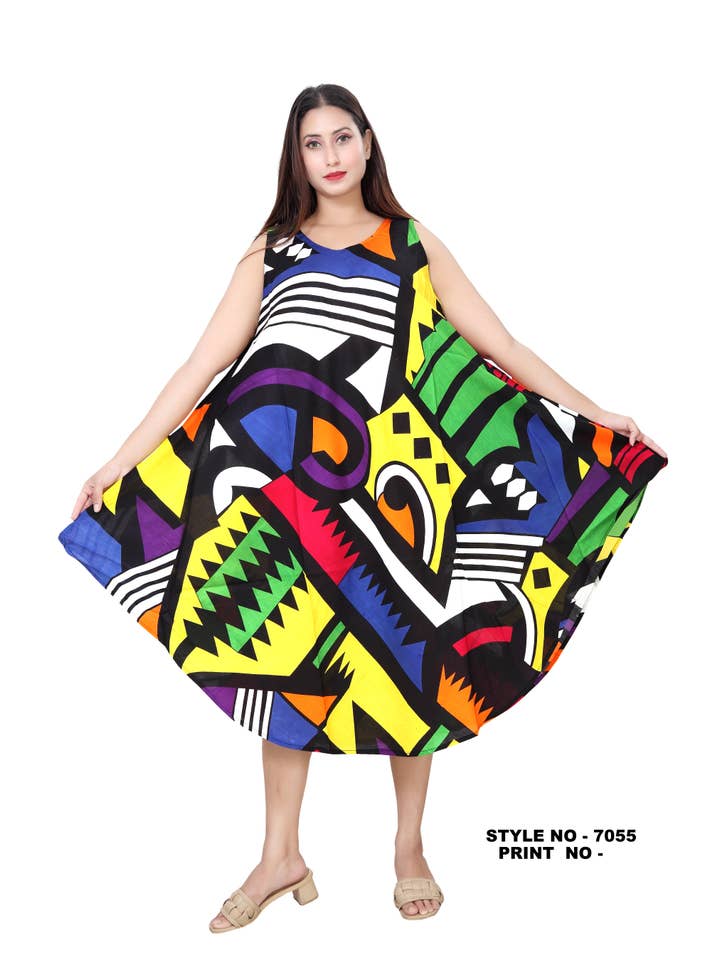 Assorted Women's Lightweight Sleeveless Umbrella Dress With Scarf - D for wholesale on Faire