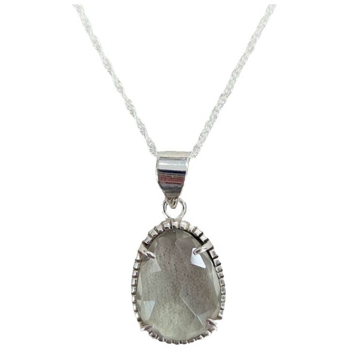 SALE Solo Green Amethyst Sterling Silver Pendant Necklace for wholesale by Saraswati Imports