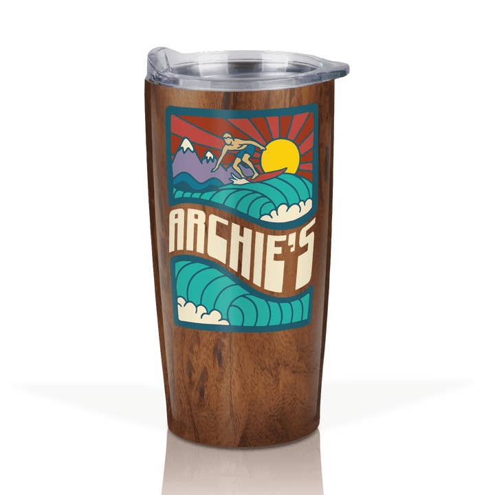 Garrafa de água de grão de madeira inoxidável de adesivos de surf personalizados por atacado de Matrix