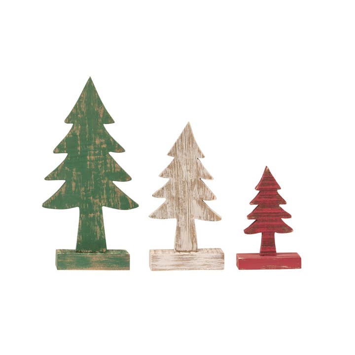 Col House Designs - Wholesale Christmas Decoration - 3/Set, Rustic Wood Christmas Trees