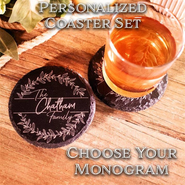 Anpassad graverad glasunderlägg med 40 underlägg för wholesale av Sonoma Laser Engraving