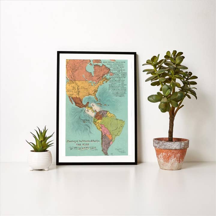Found Image Press – Engroshandel Kunsttryk – Kunsttryk MF-20 Kort over Amerika, Åbning af Panamakanalen