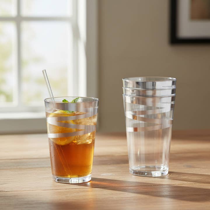 Smarty had a Party - Wholesale Disposable Cup - 12 oz. Clear with Silver Swirl Plastic Tumblers - 240 pcs7