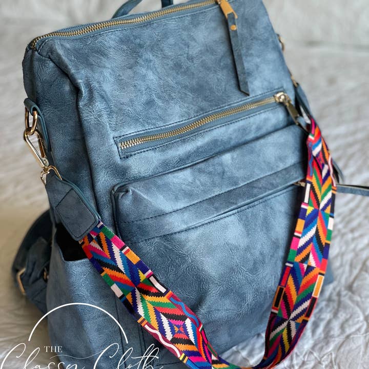 The Classy Cloth WS - Wholesale Backpack - Women's - Chloe Convertible Backpack - Brilliant Blue - Hip Hippie RTS6