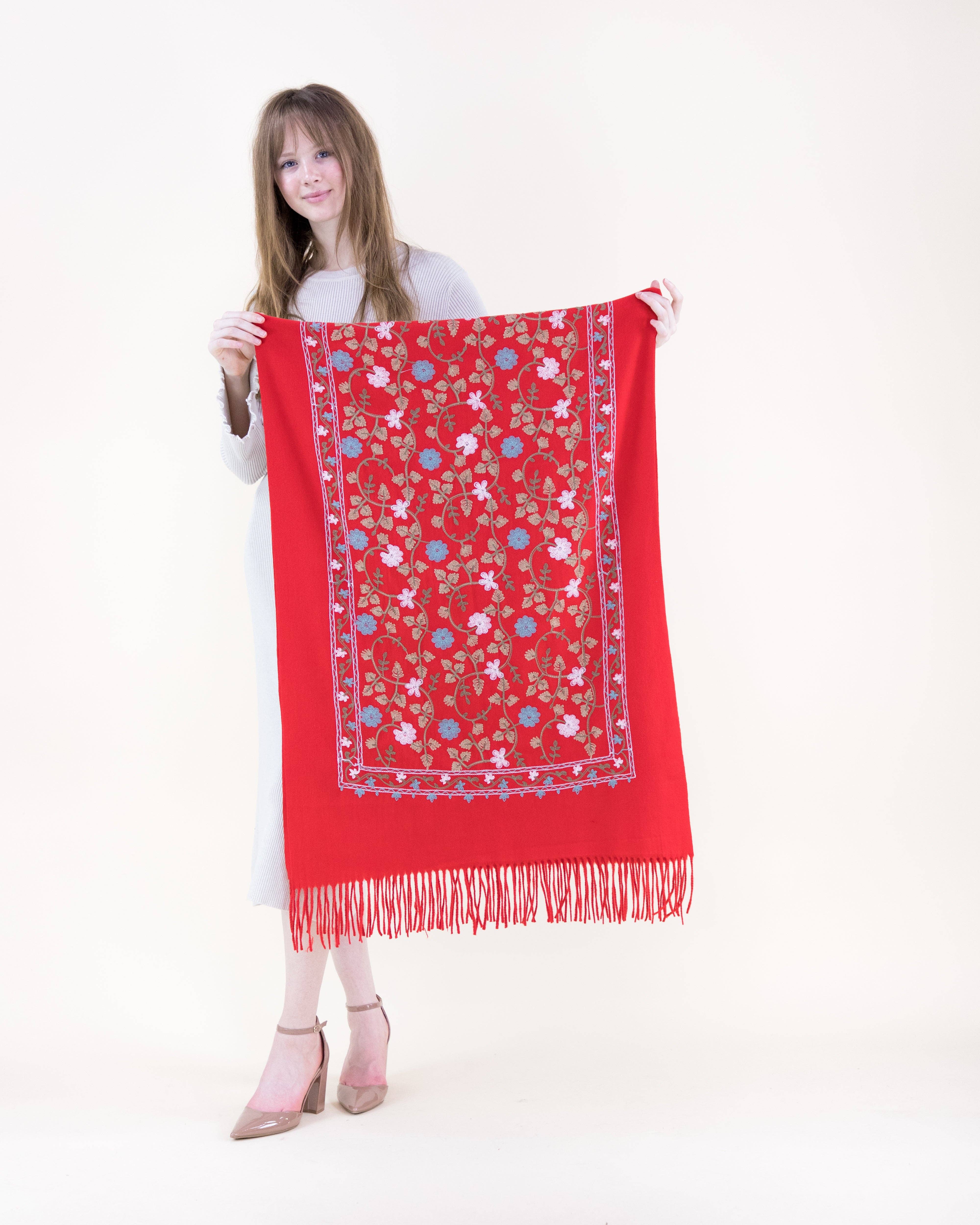 Original USA - Wholesale Scarf - Women's - Embroidered Floral Vines Scarf5