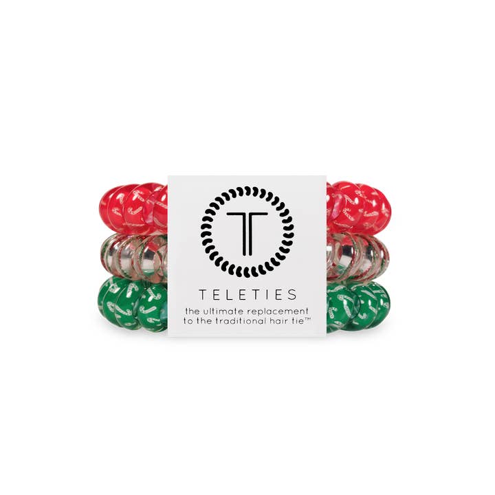 TELETIES - Wholesale Hair Tie - Spiral Hair Coils | Large | Hooked on Christmas Hair Ties