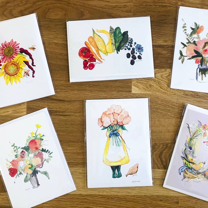 Gray Day Studio - Vente Carte de vœux classique - Alimentation arc-en-ciel, alimentation saine, marché des agriculteurs Carte2