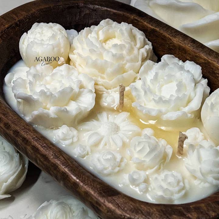 Agaboo Candle - Wholesale Jar/Filled Candle - Luxury Floral Dough Bowl Candle 2.5x9.5in - Container