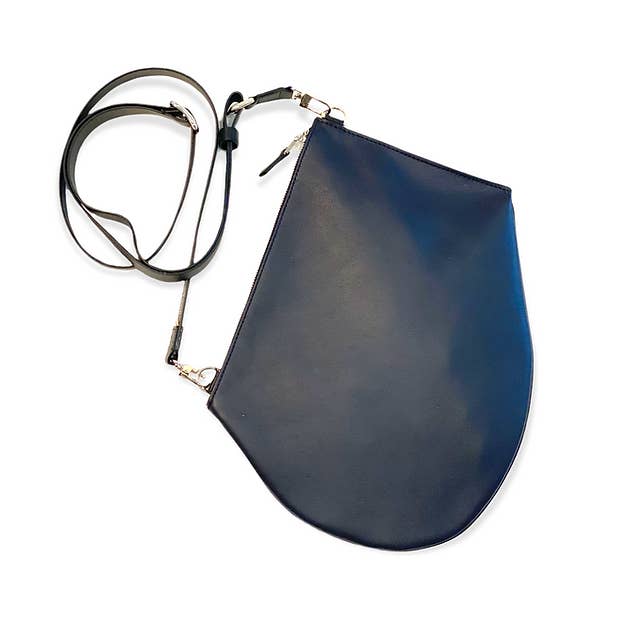 Bolsa tiracolo Zip XL - Tinta azul e preta com prata. por atacado de MARIELAURENCESTEVIGNY