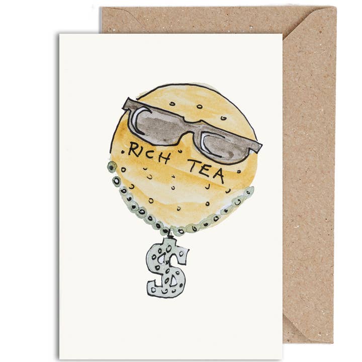 Rich Tea A6 Textured Everyday Greeting Card for wholesale by WeirdWatercolours