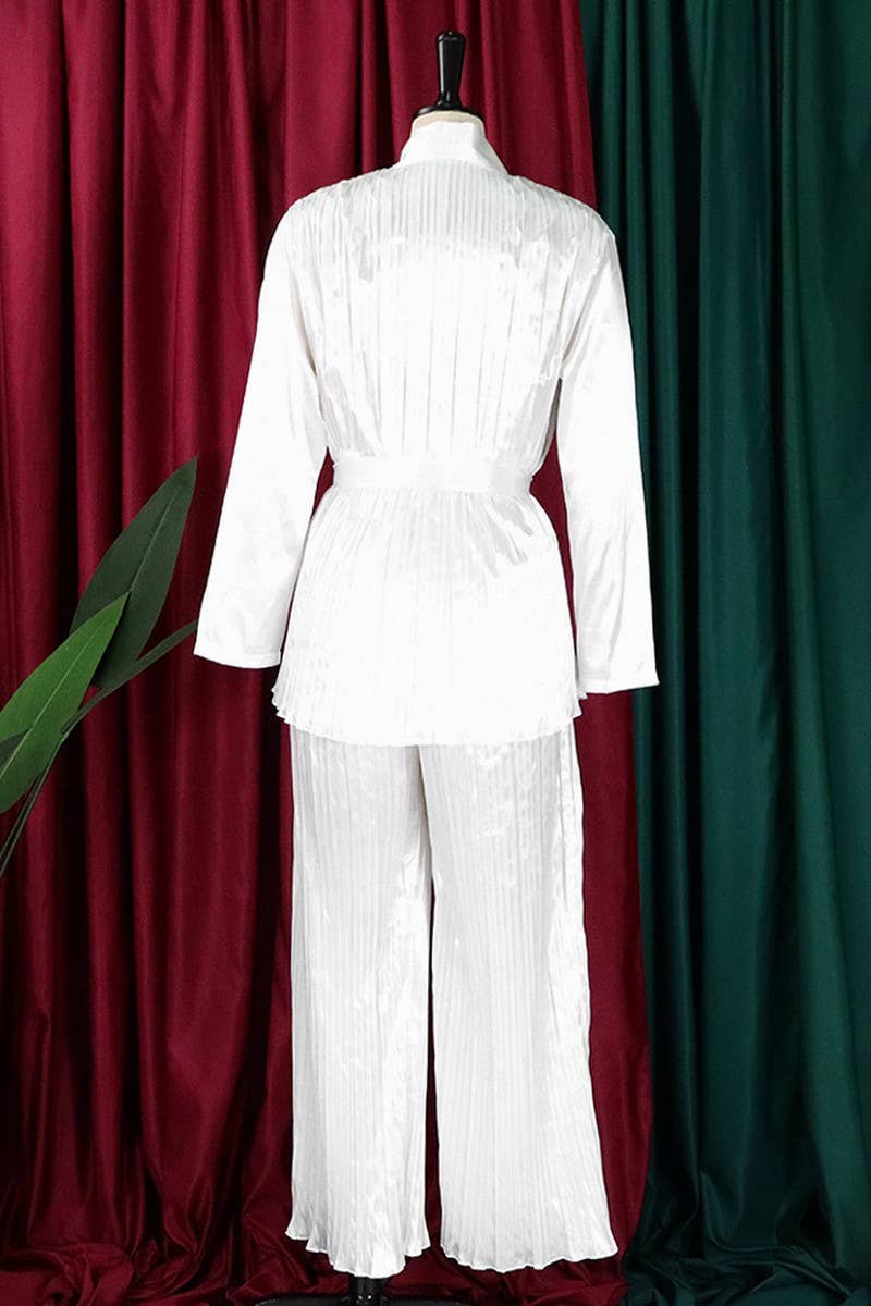 NINEXIS - Wholesale Top & Pant Set (NOT Loungewear) - Women's - CWSTB0523_PLUS SIZE  LACE UP SHIRT  TROUSERS TWO-PIECE SET17