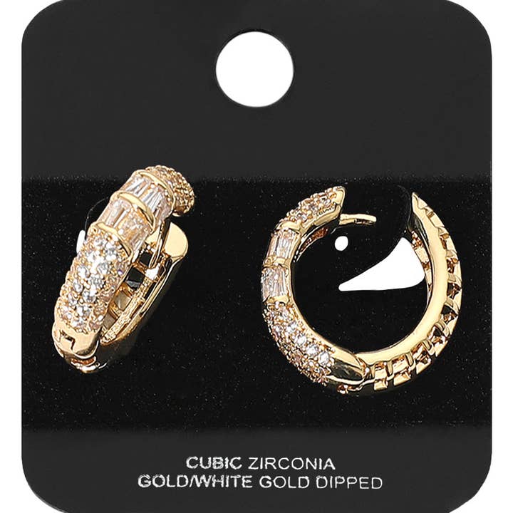 Sensibling Corp. - Wholesale Huggie oorbellen - Goud Vergulde CZ Steen Accent Huggie Hoepel Oorbellen