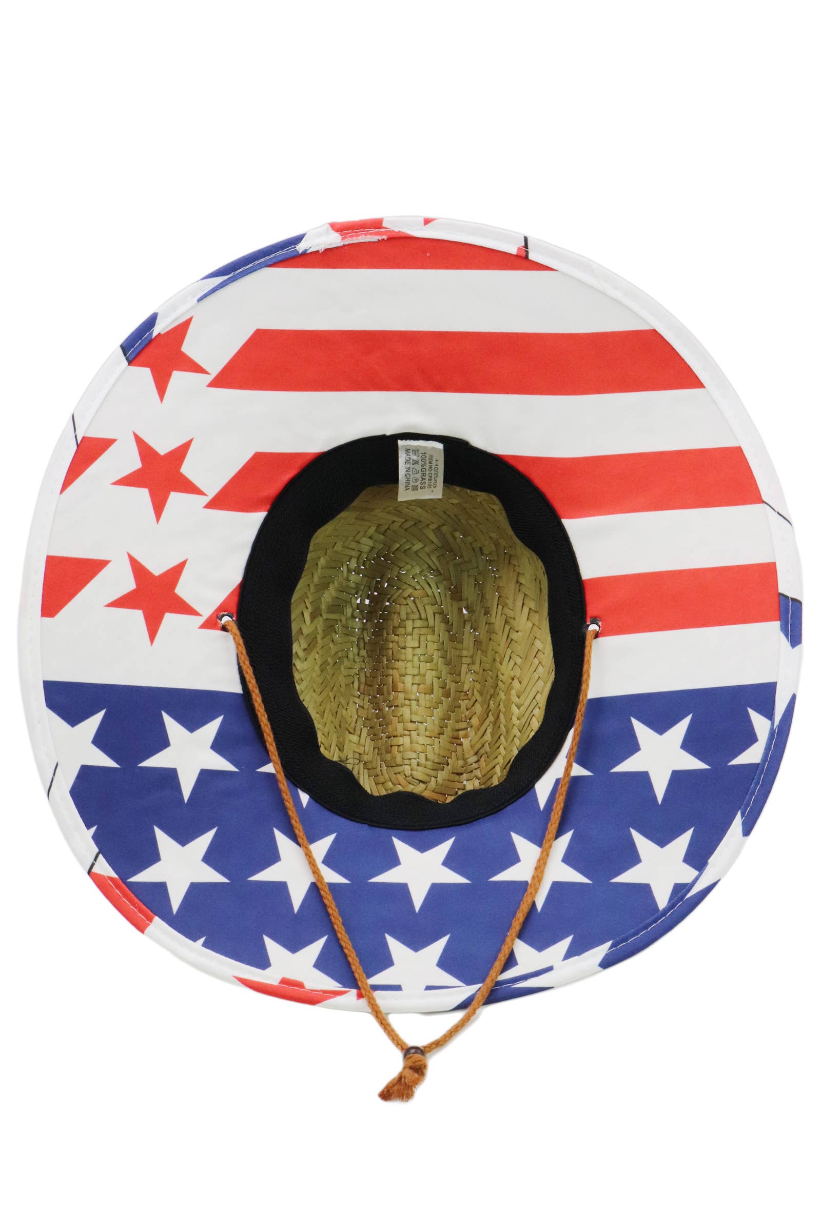 American Flag Under Brim Rush Straw Lifeguard Hat for wholesale on Faire4