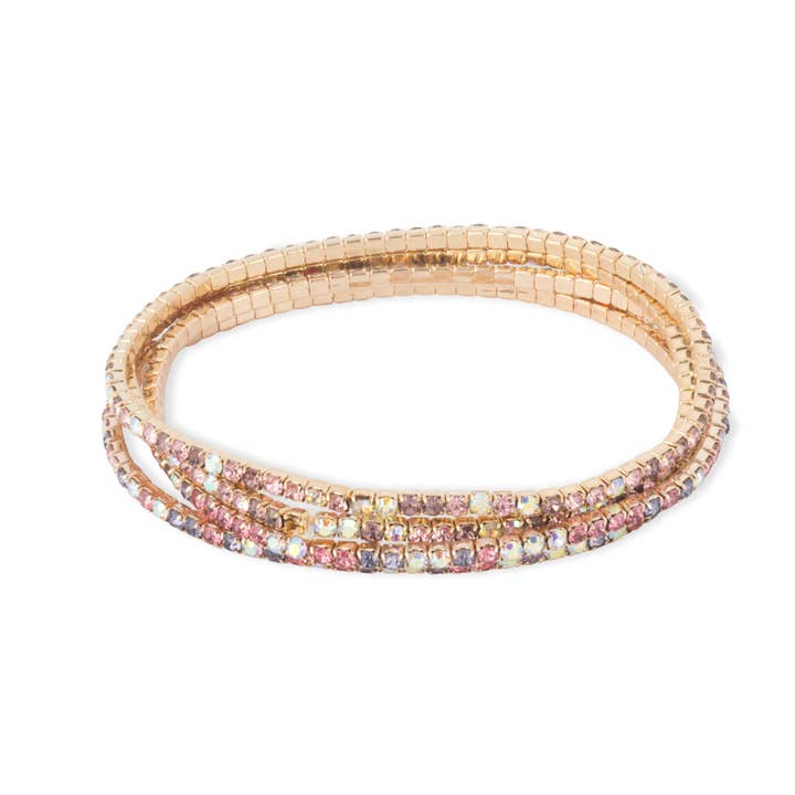 Set di Braccialetti da Tennis Elasticizzati Lumi Rosa per la vendita all'ingrosso da parte di Ashiana London