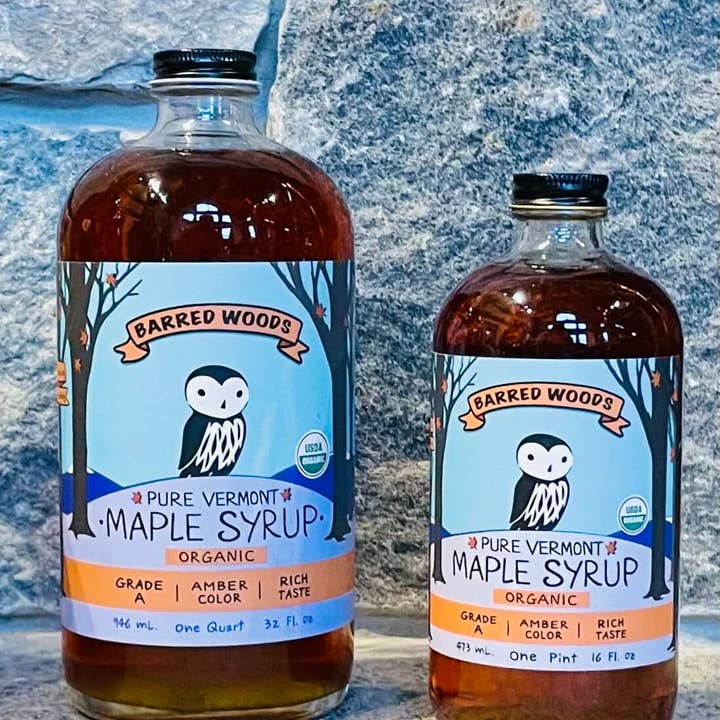 Barred Woods Maple - Wholesale Maple Syrup - Glass Bottle of Pure Vermont Organic Maple Syrup - One Pint1