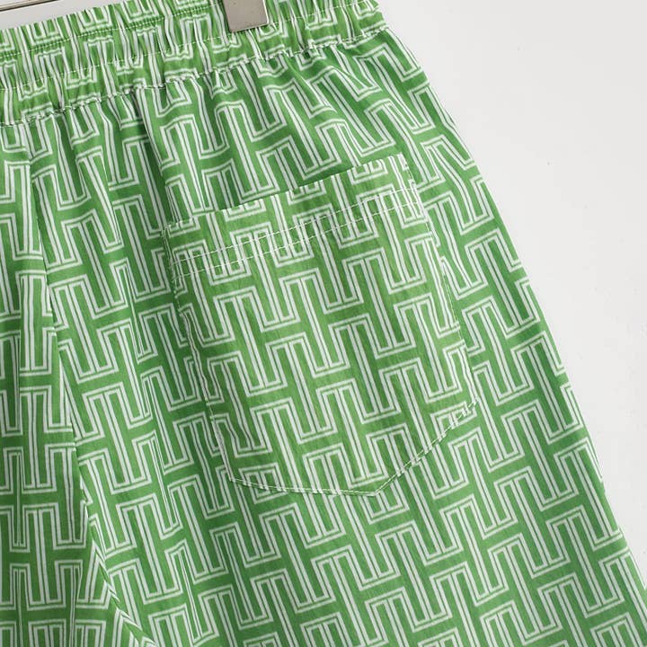 Hugh & Main - Wholesale Shorts - Women's - Green Monogram Shorts5