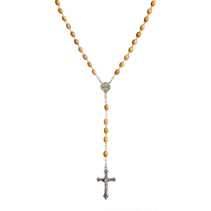 Nazareth Fair Trade – wholesale Bönehalsband – Oliv trä radband kors halsband