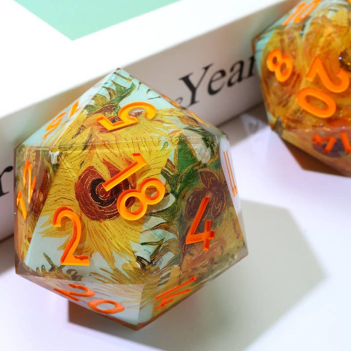 Tabletop Dominion Limited - Wholesale Dice - Solflowers Grace | 50mm D20 | Oversized Art Core Dice4
