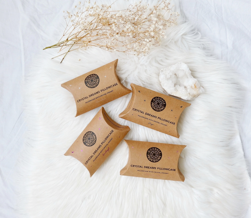 Goddess Provisions - Wholesale Bedding Pillowcase/Sham - Crystal Dreams Pillowcase, Cosmic Sleep Moon Pink Vegan Silk2