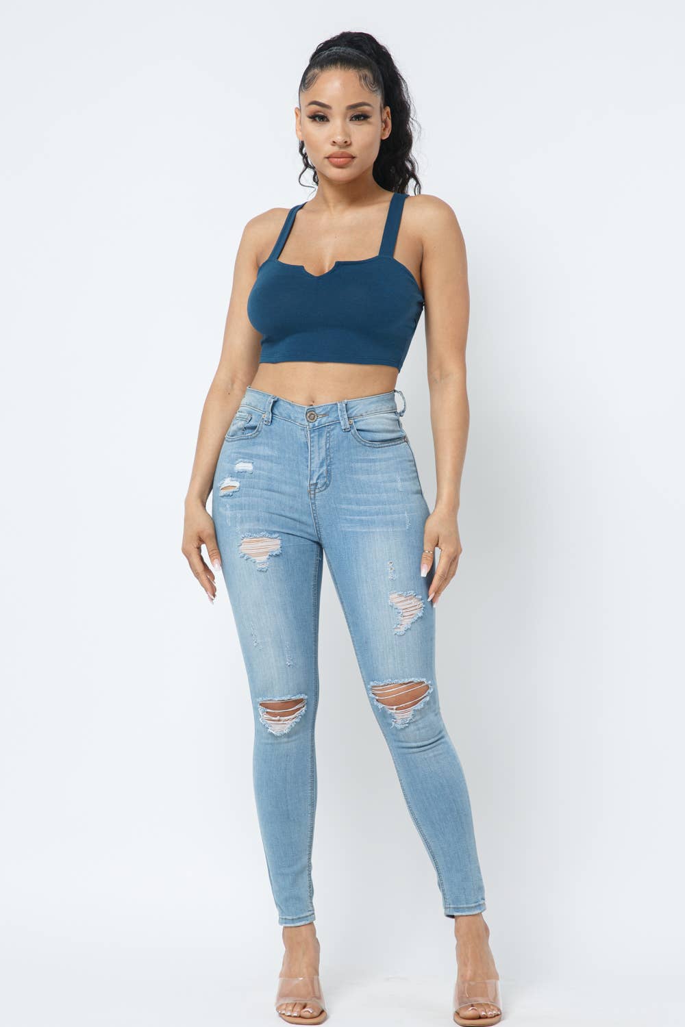 Julia by LoveJ - Wholesale Knit Top - Women's - V Cut Detail Sleeveless Crop Top20