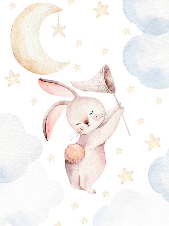 Bunny, Stars & Moon Print for wholesale by Blossom & Bloom