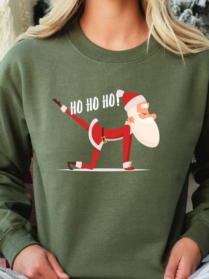Funny Santa Yoga Christmas Sweatshirt for wholesale by Midday USA