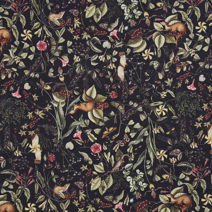 Fable England – wholesale Halsduk - Dam – FABLE Wolf Garden Marinblå halsduk med tofsar