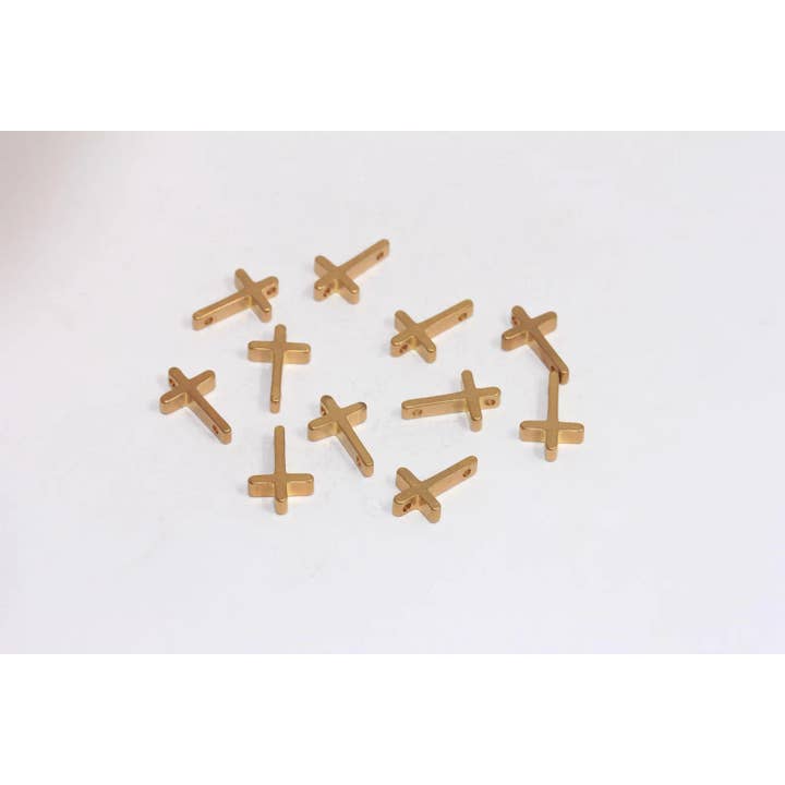 8x13mm Obehandlad Mässing Korshänge, Halsbandsberlocker, MLS330 för wholesale av QueenJewelryM
