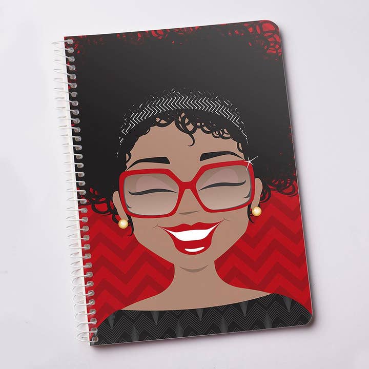 "Ms Curly Red" Spiral Notebook for wholesale by The DynaSmiles Stationery