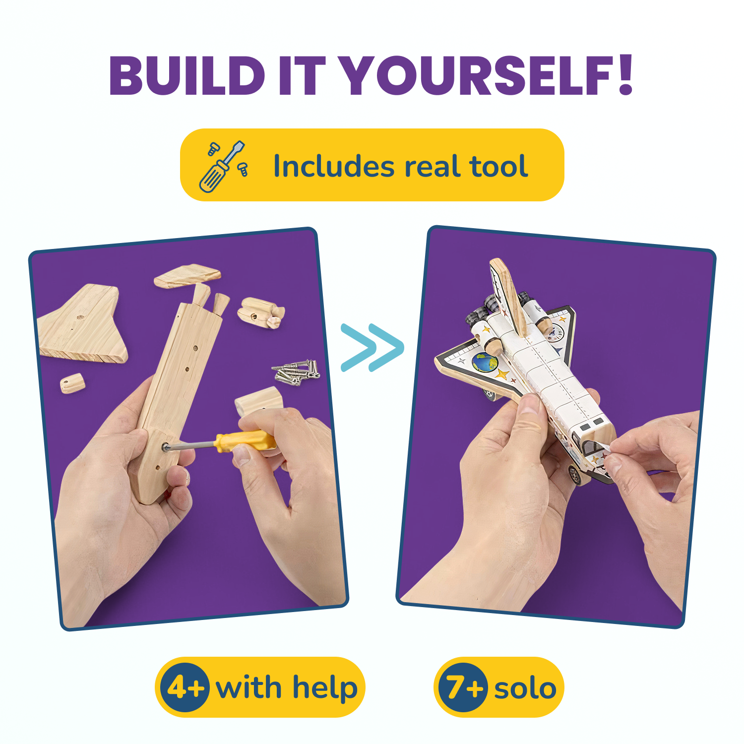 AYK Brand - Wholesale DIY Craft Kit - Kids - DIY Wooden Space Shuttle with Stickers3