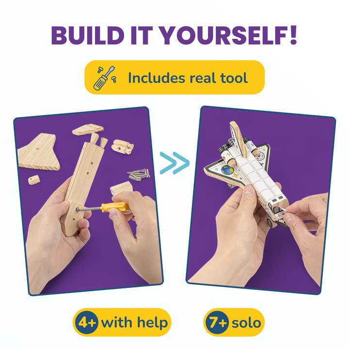 AYK Brand - Wholesale DIY Craft Kit - Kids - DIY Wooden Space Shuttle with Stickers3