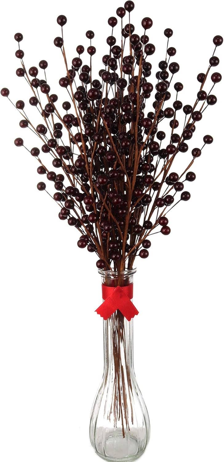 Larksilk - Wholesale Christmas Decoration - 24 Pack: Burgundy Berry Spray 35 Berrie Christmas Collection4
