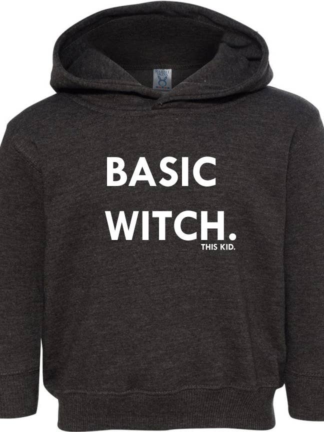 THIS KID SUPPLY CO. - Basic Witch Hoodie - White on Black (Toddler & Youth sizes) for wholesale by This Kid Clothing Co.