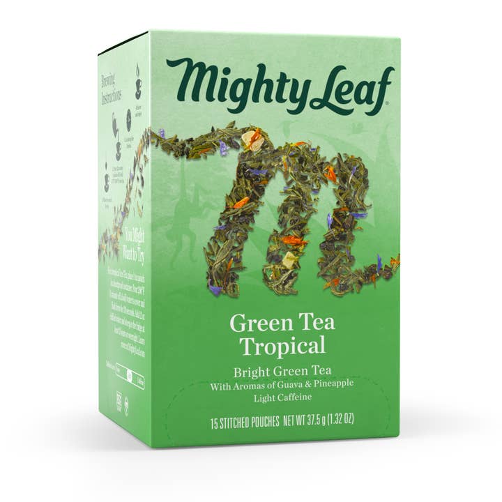 Good As Gold Coffee - Wholesale Tea Bags - Green Tea Tropical, Silken Tea Pouch 15ct,Mighty Leaf
