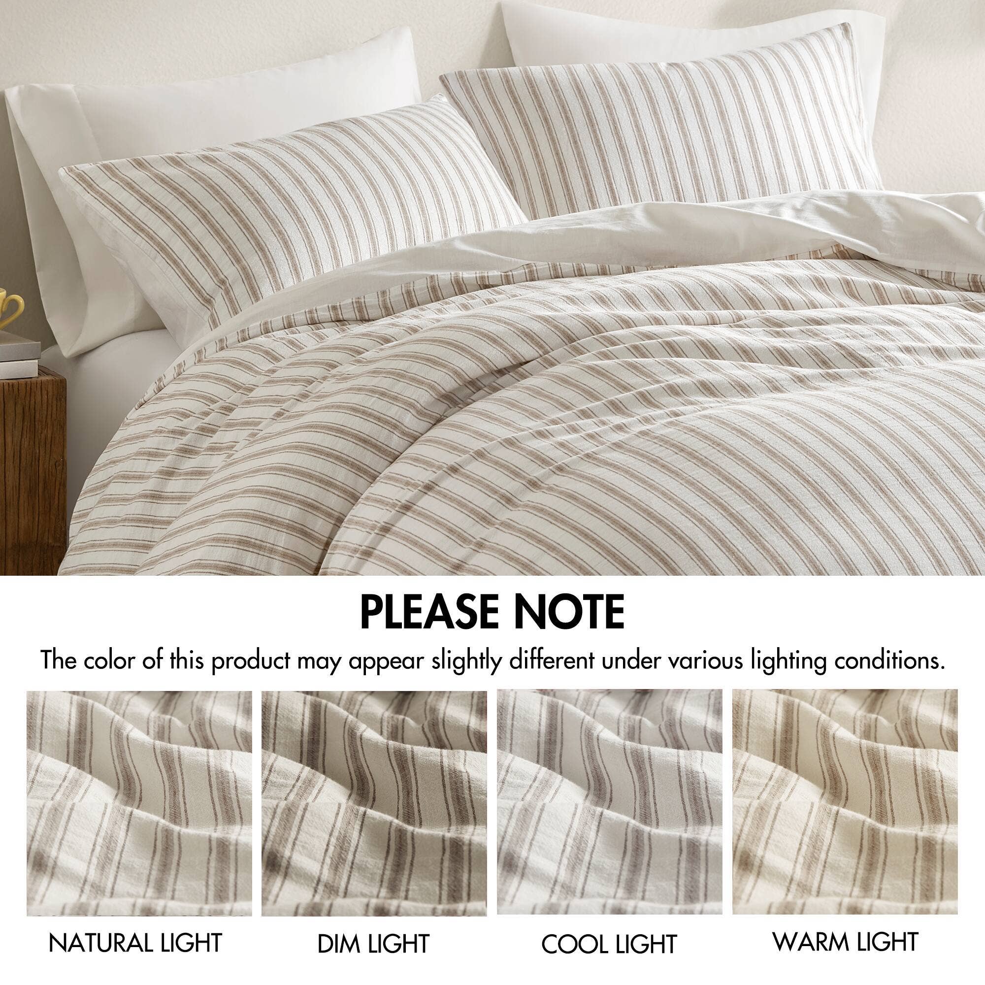 Olliix - Wholesale Bedding Set - 3 Piece Yarn-Dyed Stripes All-Seasons Duvet Set, Tan7