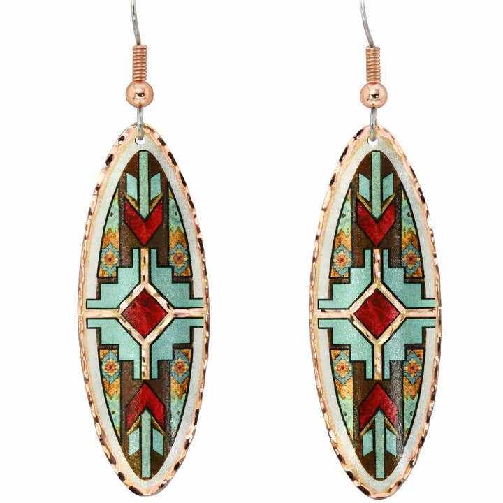 SN SJ 14 Teardrop Unique Native American Earrings for wholesale by COPPER ARTS INC.