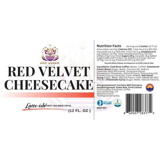 Drip Queen Coffee - Wholesale Iced Coffee/Cold Brew - Latte-ish Red Velvet Cheesecake Cold Brew Coffee 12/12oz3