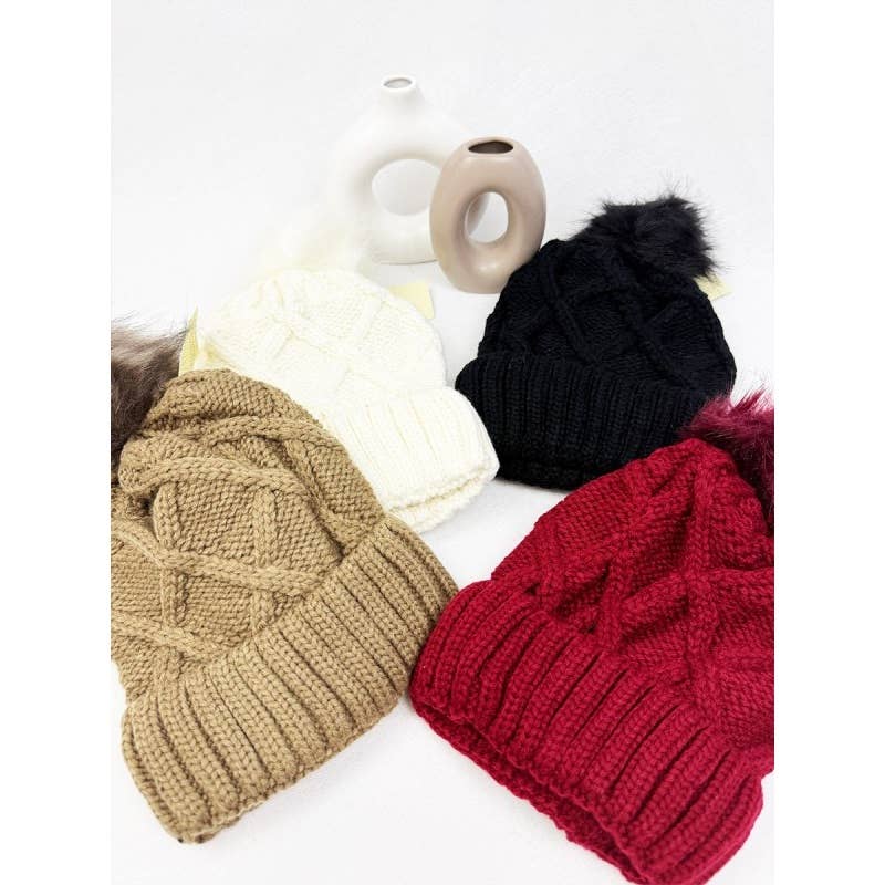 MIX COLOR Thick Cable Knit Beanie for wholesale on Faire4