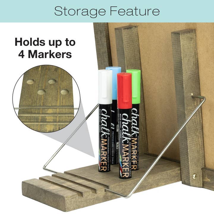 Marron Tableau de table rustique : comprend 4 marqueurs à craie liquide en vente sur Faire2