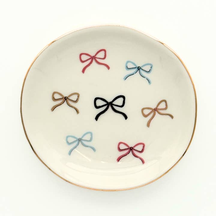 Round Trinket Tray Multicolor Bows for wholesale by Properly Improper