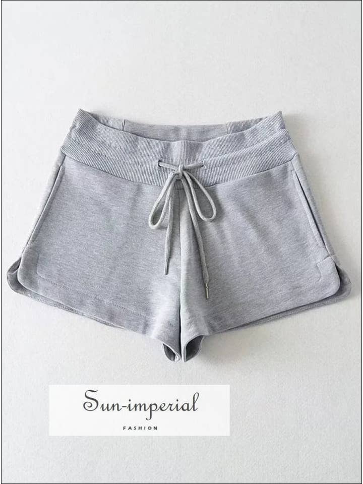 Sun Imperial - Wholesale Athletic Shorts - Women's - Women Cotton Sweat Runner Shorts With Curved Hem Detail9