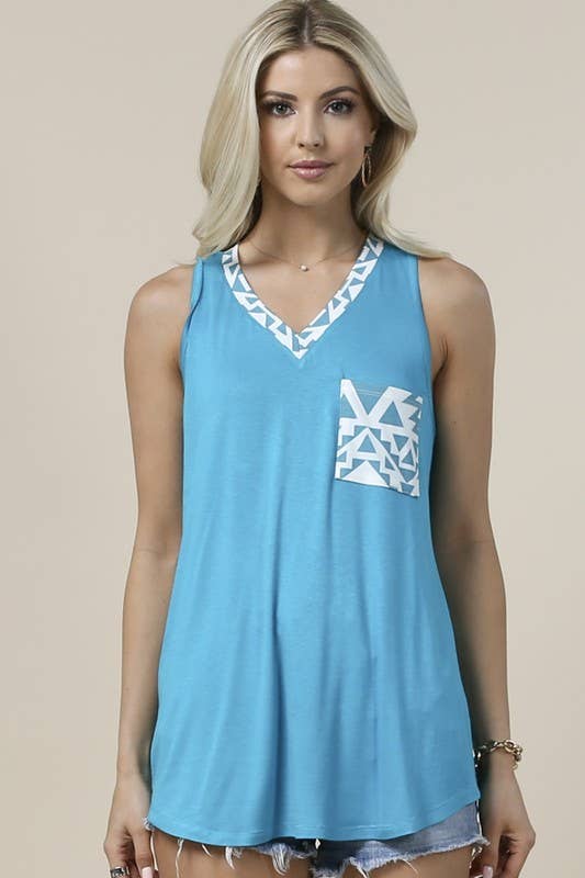 Avery – Engroshandel Tunika - Dame – AV1129-JULIA GEO PRINT FARVE BLOK TOP3