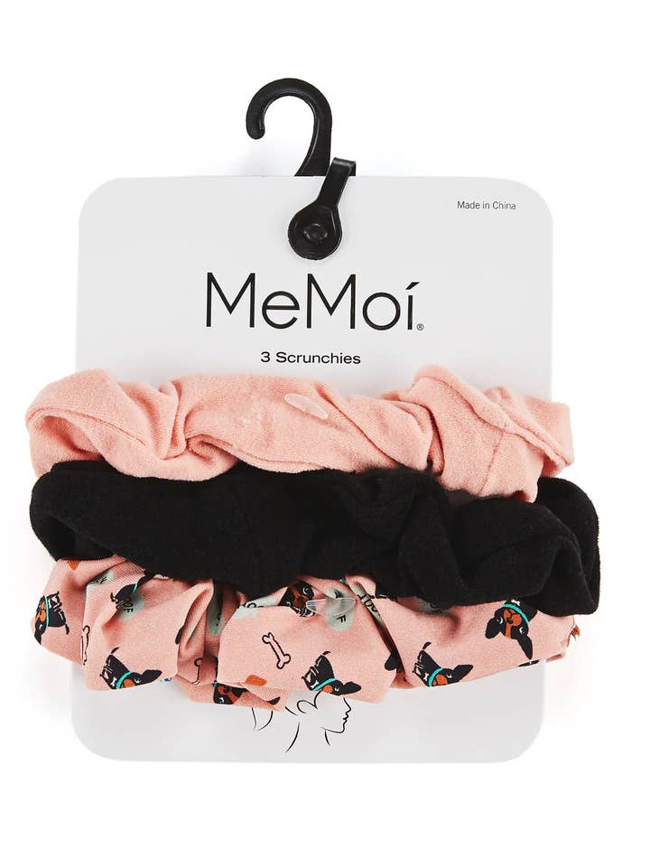 MeMoi Dogs & Woof 3-Pack Hair Scrunchies for wholesale by Infinity Classics International Inc.