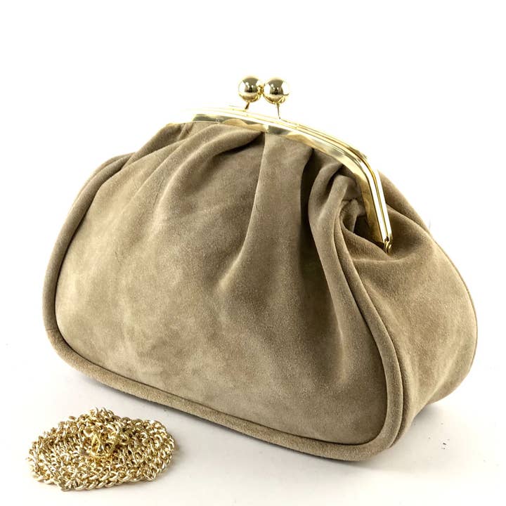 Crossbody bag Clutch Caramello Gold Suede for wholesale by MILANO AMOUR