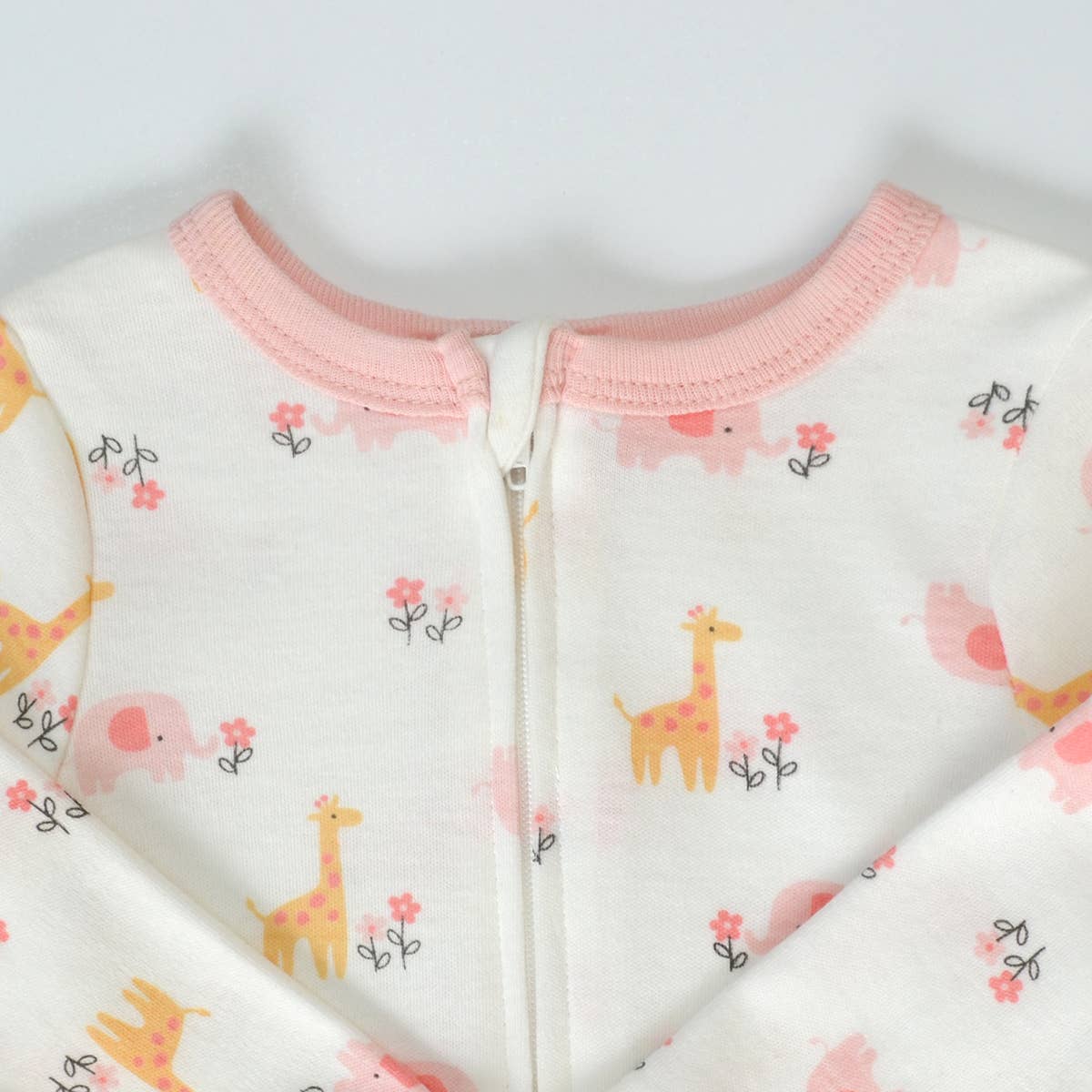 Lollipop Dreams - Vente Grenouillère – bébé - Pyjama grenouillère à fermeture éclair motif girafe et fleur1