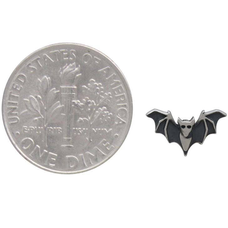 Nina Designs - Wholesale Stud/Post Earrings - Sterling Silver or Bronze Detailed Bat Post Earrings 6x10mm4