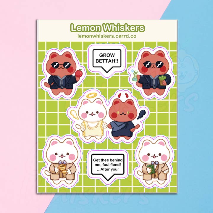 Good Omens Cat | Waterproof Sticker Sheet for wholesale by Lemon Whiskers