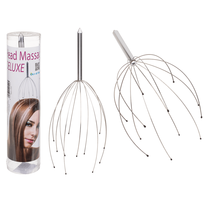 Out of the blue KG - Wholesale Hoofdhuidmassage-apparaat - Deluxe metalen hoofdmassager met 12 masserende armen in kunststof buis0
