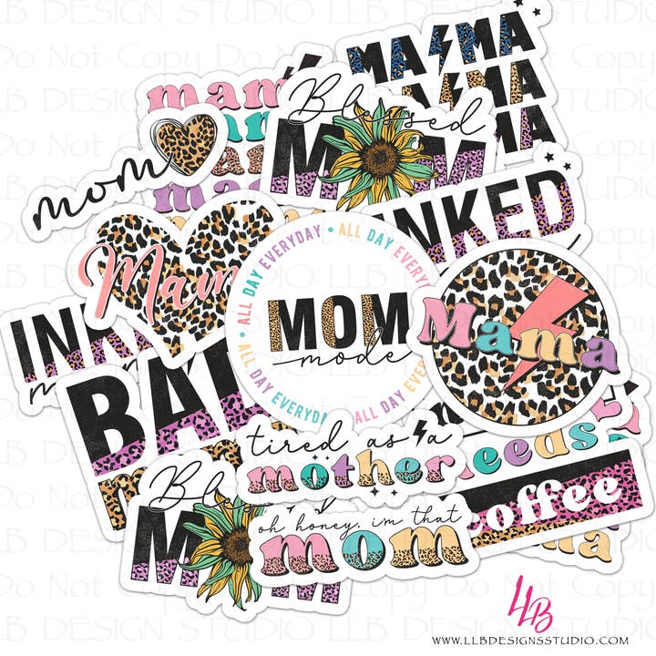 Leopardo Bad Moms, Enchimentos de Embalagens, Branding Empresarial, Vinil Small Shop, Decalque Tumbler, Autocolante para Portátil, Autocolante para Janelas, Decalques Leopardo por atacado de LLB Designs Studio