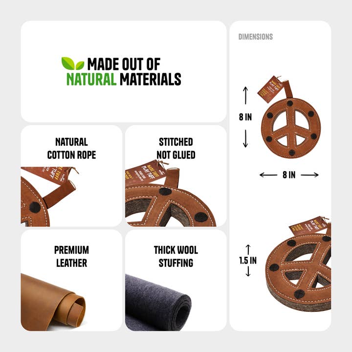 PetYupp - Wholesale Pet Chew Toy - Dog - Natural Extra Tuff Toss & Chew Dog Toy - Peace Sign1